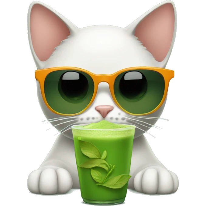Ticedo Cat with sunglasses drinking matcha emoji