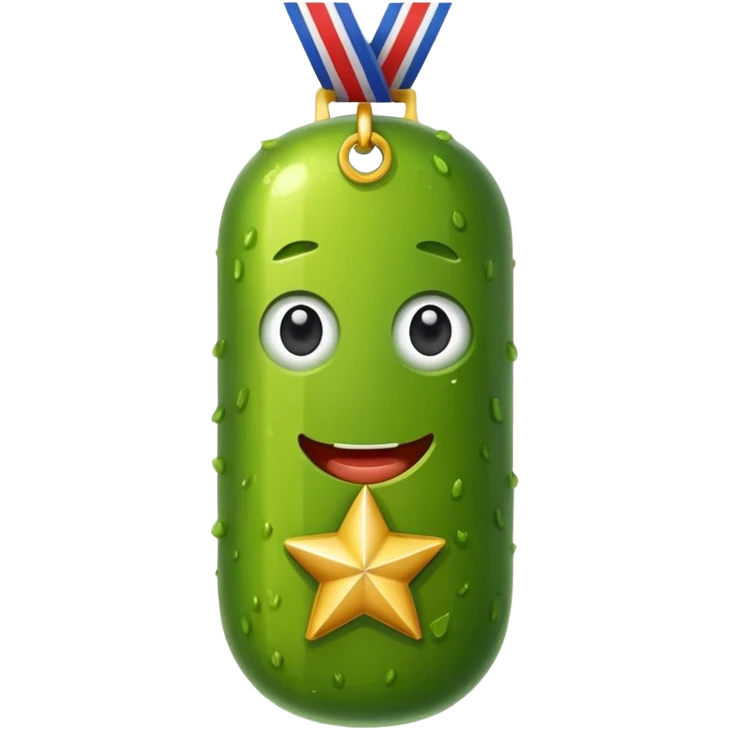 Pickle wearing gold medal emoji