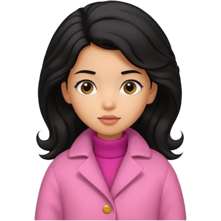 A caramel skinned girl that’s has puffy black hair with her hair up skinny and wears a pink coat  emoji