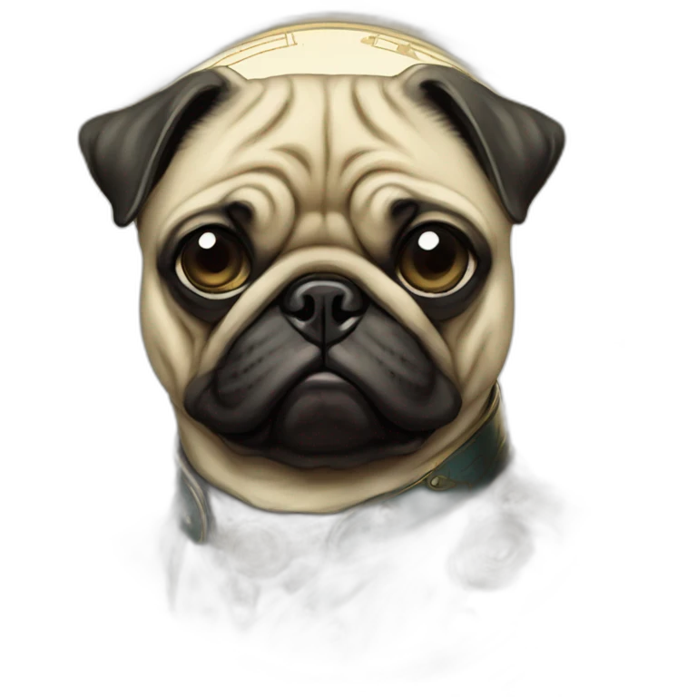 A cyberpunk pug in Art Nouveau style during 1910 emoji