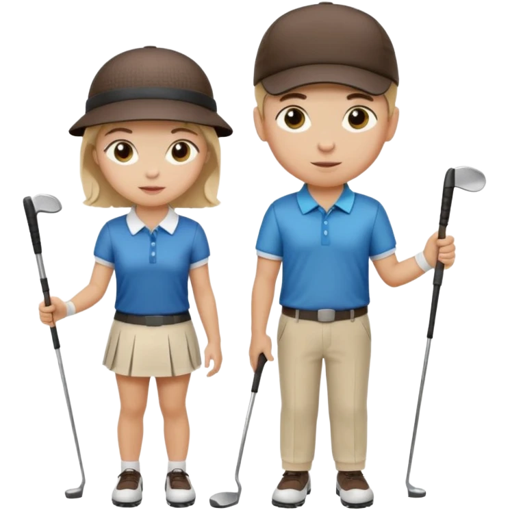 young beginner golfer boy and girl emoji