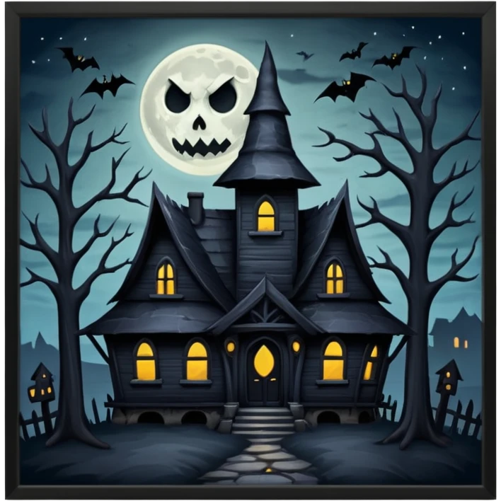 black witch house full moon emoji