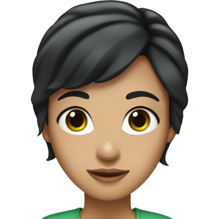 Women With middle black Hair and Green Brown eyes  emoji