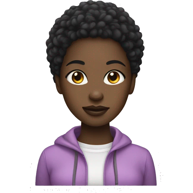 Black afro girl with a mac emoji