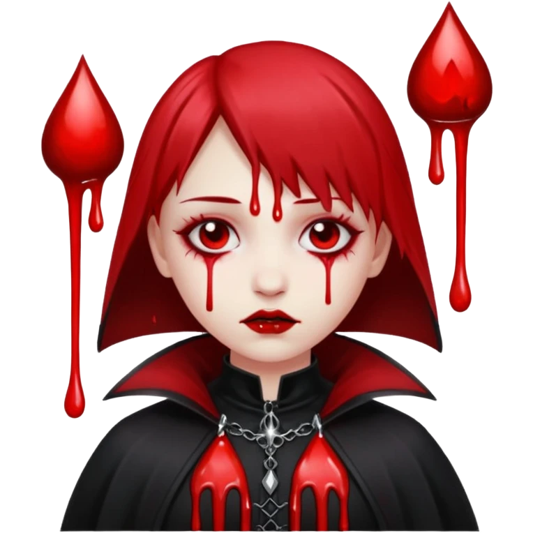 Red and black gothic outfit dripping with blood emoji