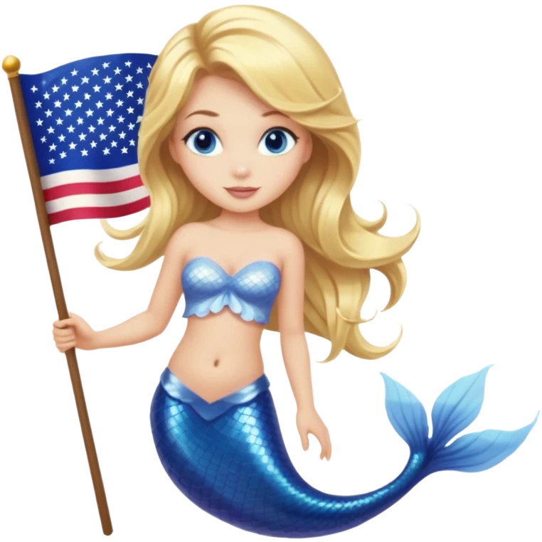Blonde hair mermaid but her tail is the American flag  emoji