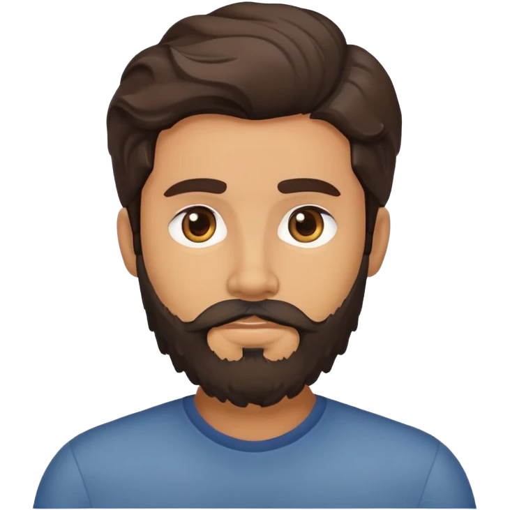 man face with beard, medium skin tone, and dark wavy hair emoji