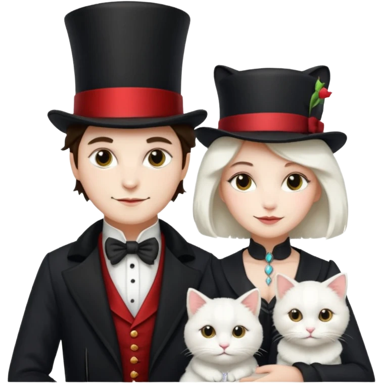 magician couple and their pet cat emoji