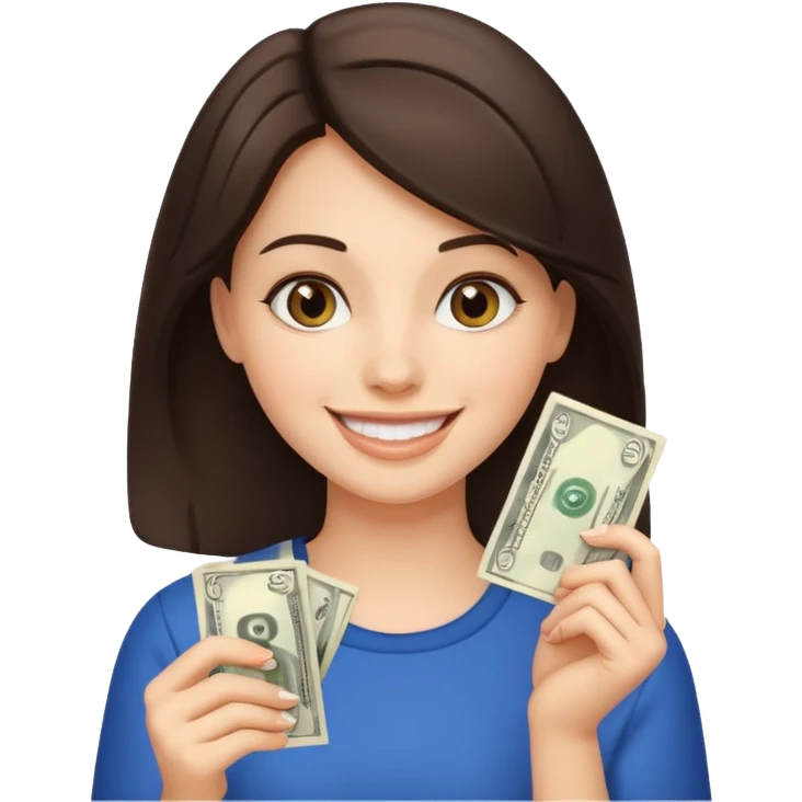 brunet Woman with smokin holding dolar emoji