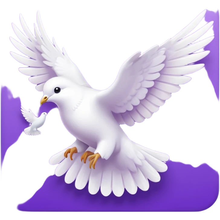 White and purple dove flying towards heaven  emoji