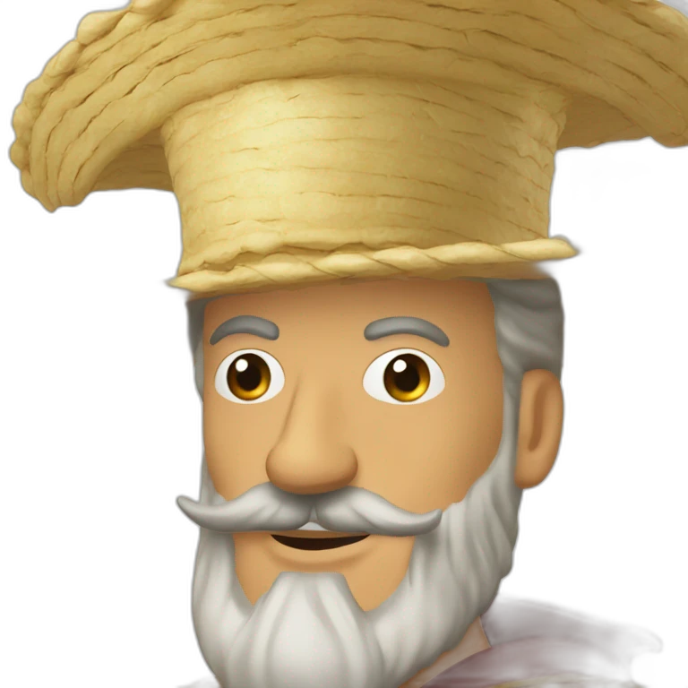 don quixote closeup of face with sombrero emoji