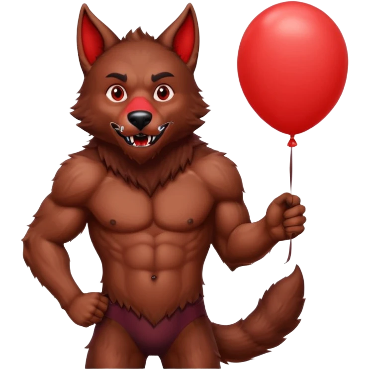 A werewolf with a giant red balloon emoji