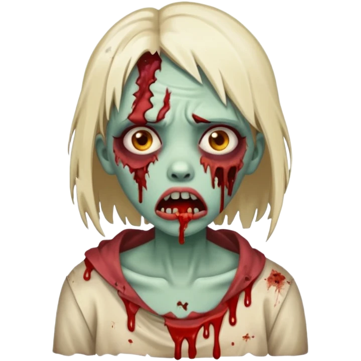 make a zombie girl with a droopy ruined mouth emoji
