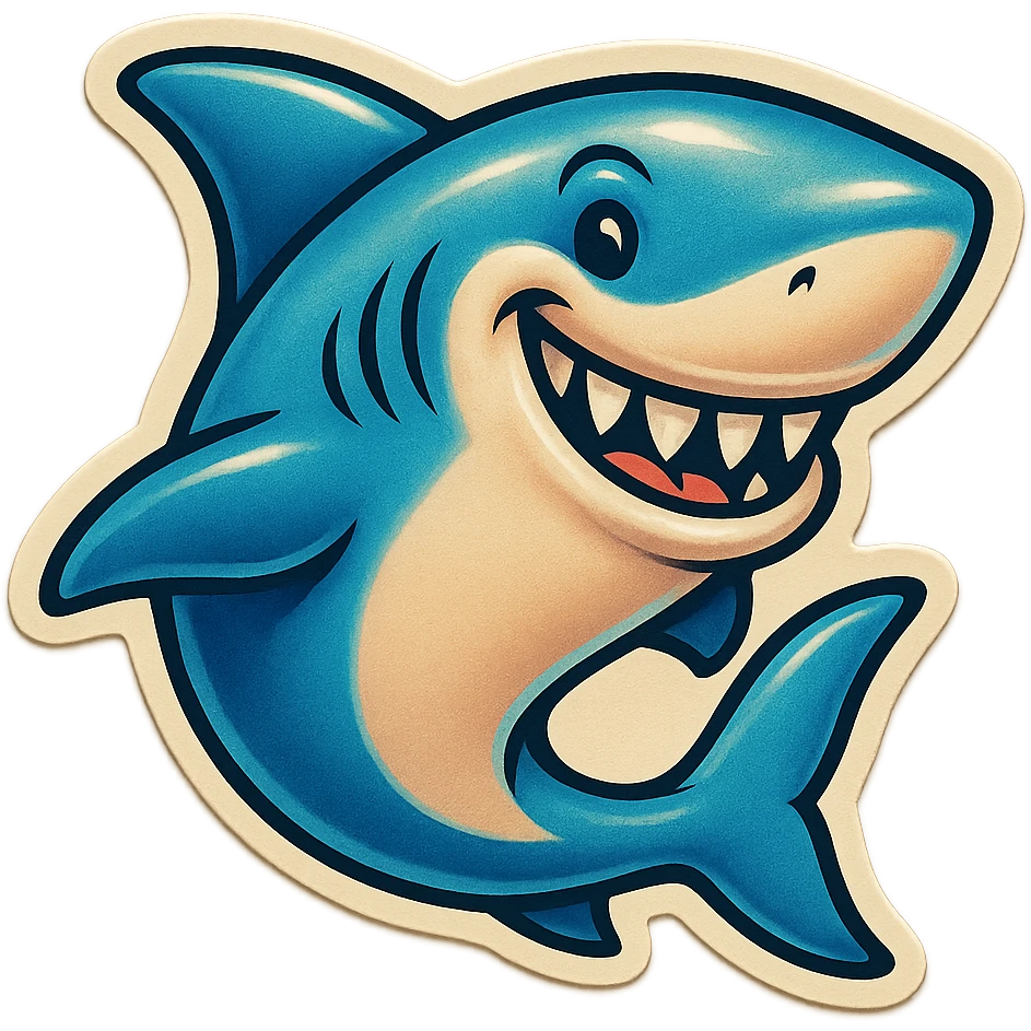 A SHARK WITH A GRIN emoji