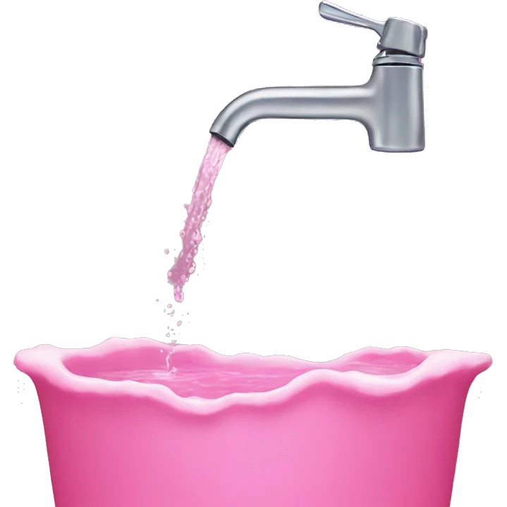 Pink water pouring down a faucet  emoji
