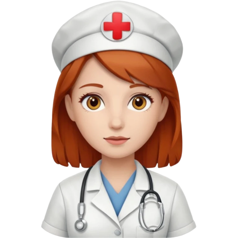 nurse brown/red hair with brown eyes emoji