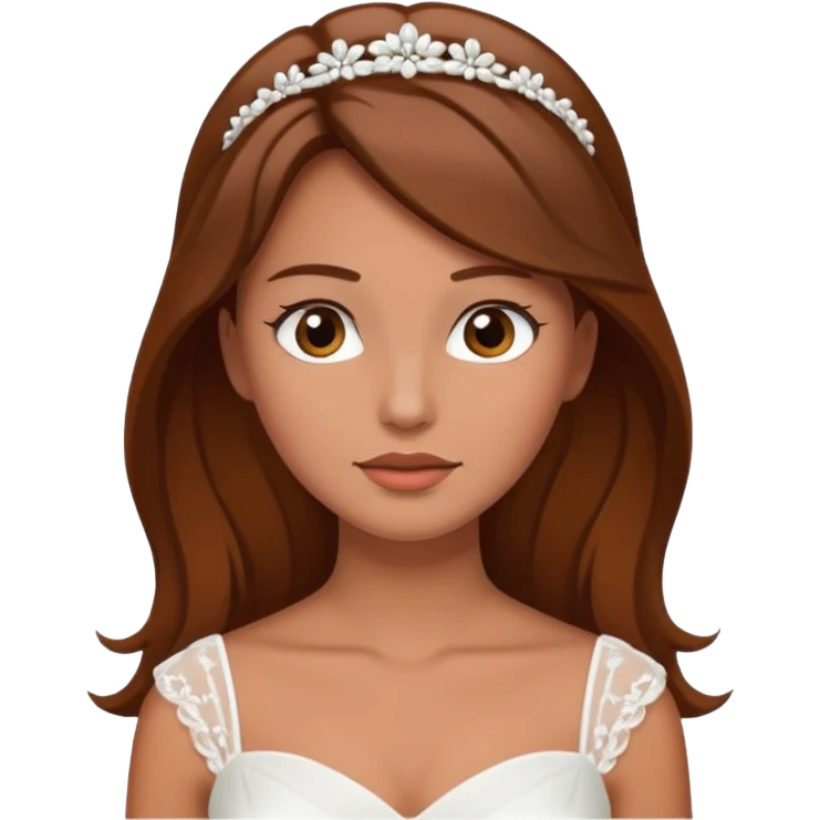 White tanned skin bride with brown hair with a chin on her face emoji