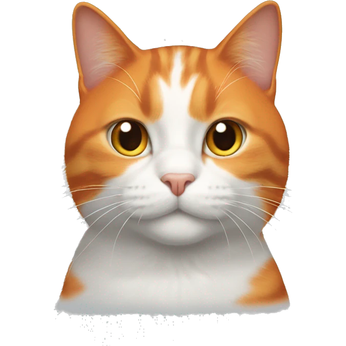 A orange cat whit a gray and white cat emoji
