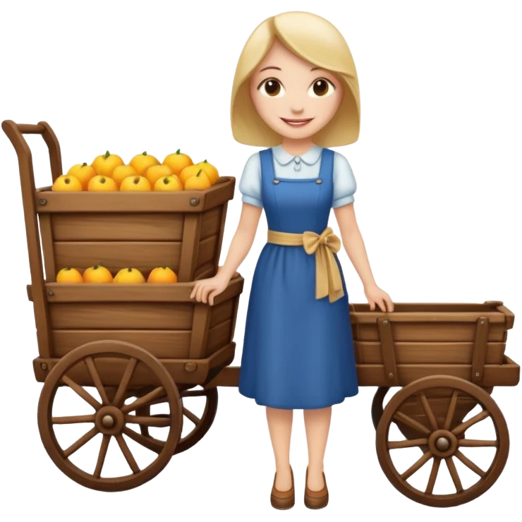 a lady standig near to a cart emoji