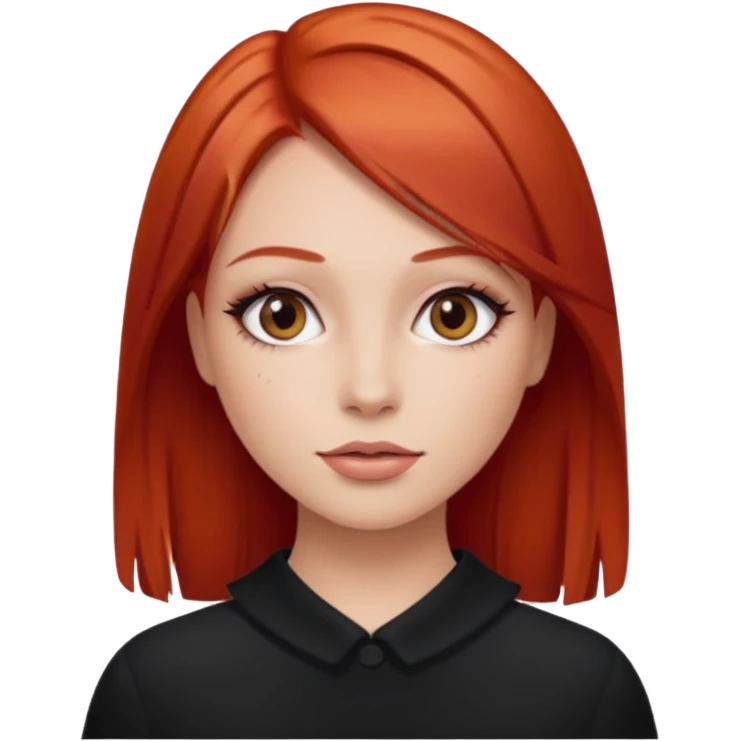 una chica maquillada con el pelo liso y pelirrojo emoji
