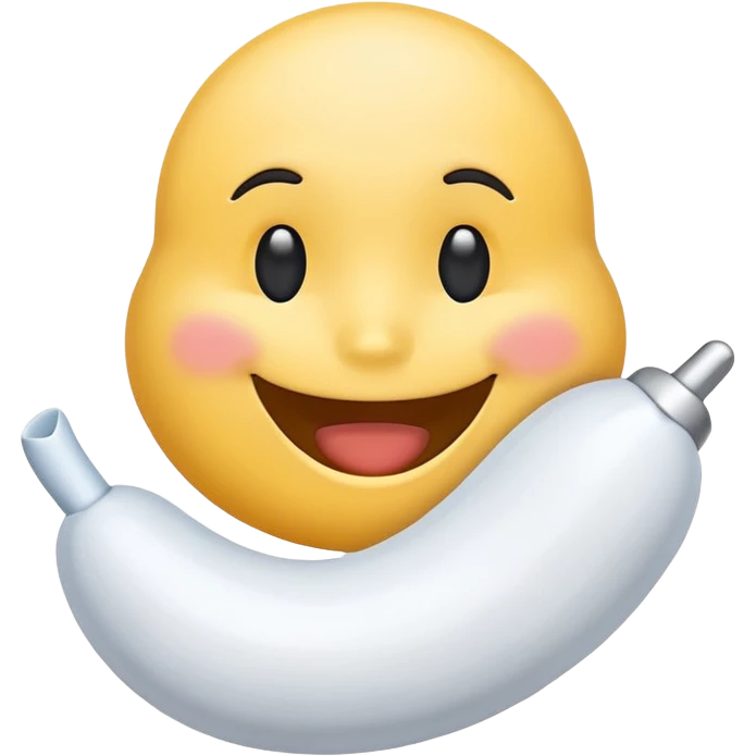 Smiling Emoji with a white penis attached to it emoji