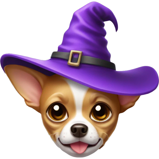 Chihuahua with witch hat emoji