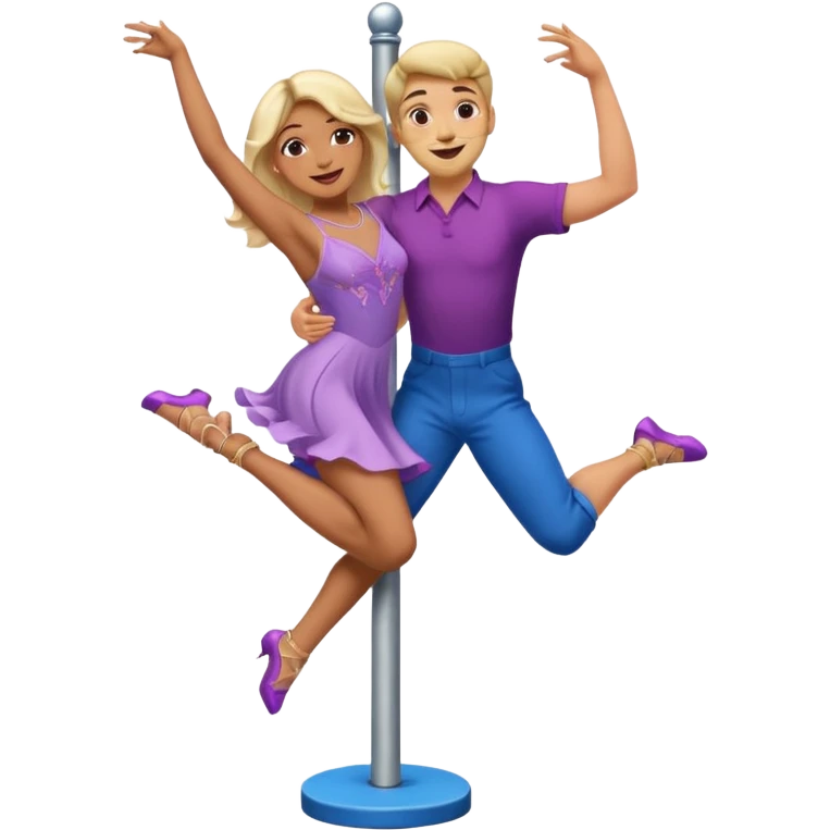 trans person with a female body but a male face dancing on a pole emoji