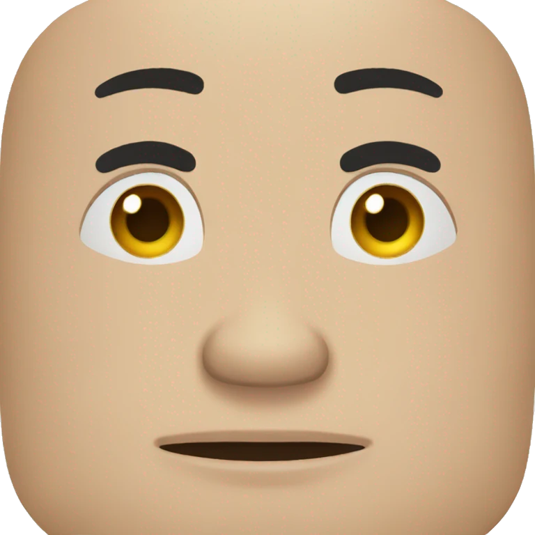 a bald light brown skin male head brown eyes larger black eyebrows square jaw emoji