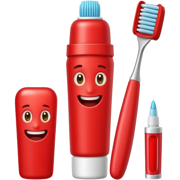 quiero que me hagas emojis de dentista rojos, no pero osea de los cepillos, pasta hilo y así pero en color rojo  emoji