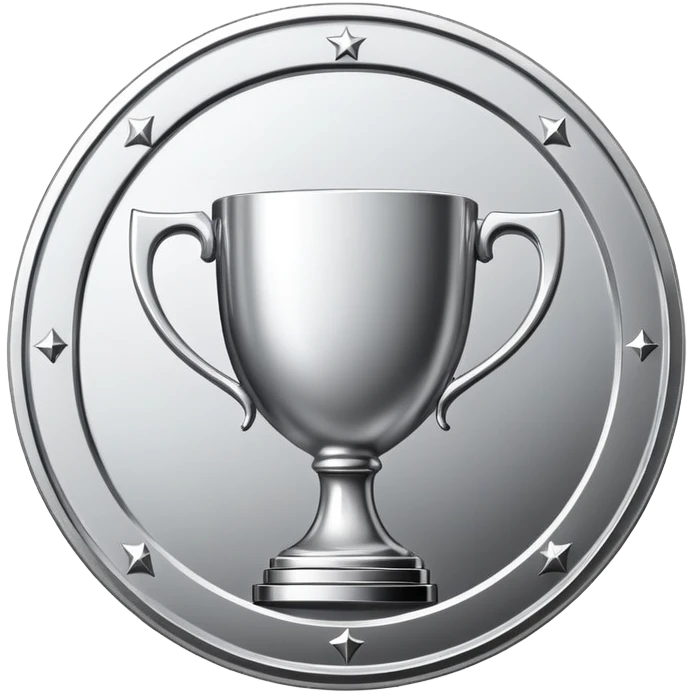 Silver trophy in Round coin emoji