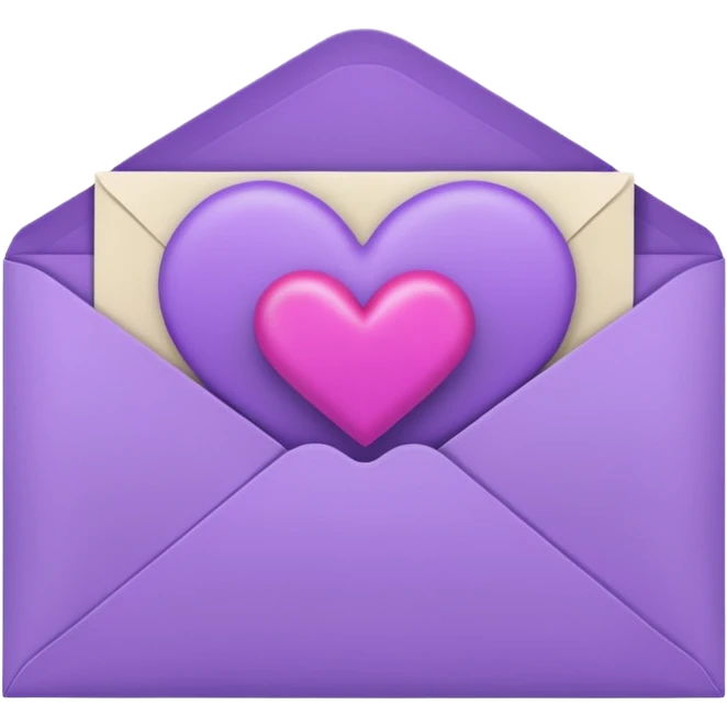IOS's love letter emoji but with a purple heart instead of a red heart emoji