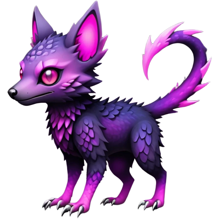 Cool Edgy Black-pink-purple-gradient badass Trico-animal-creature full body emoji