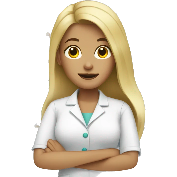 woman with blonde long flat hair working in a pharmacy emoji