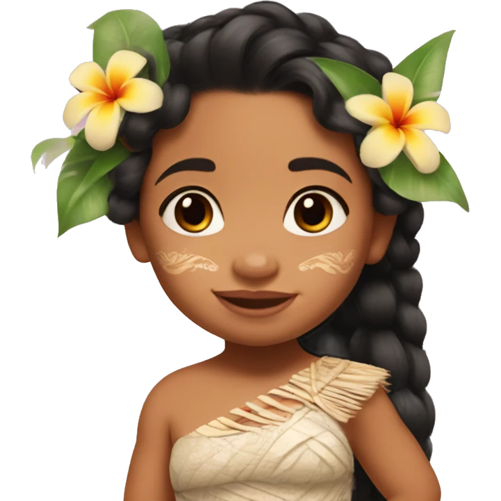 baby moana princess with flower in her hair disney emoji
