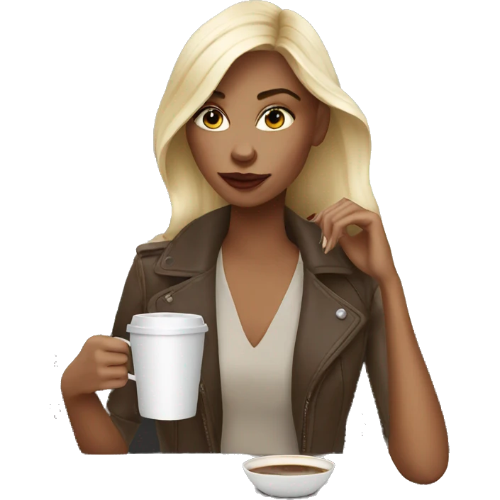 Fashion girl drinking coffee emoji
