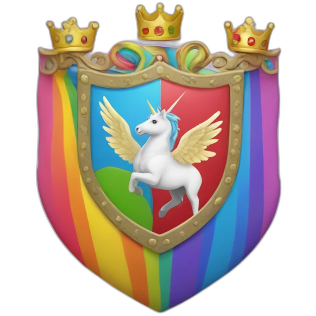 Coat-of-arms-held-by-rainbow-unicorns emoji