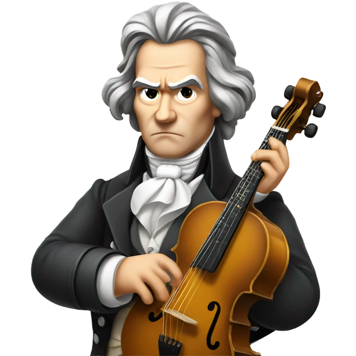 Beethoven looking stern holding banjo emoji