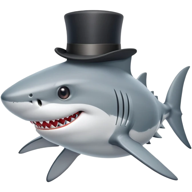 Shark with a top hat emoji