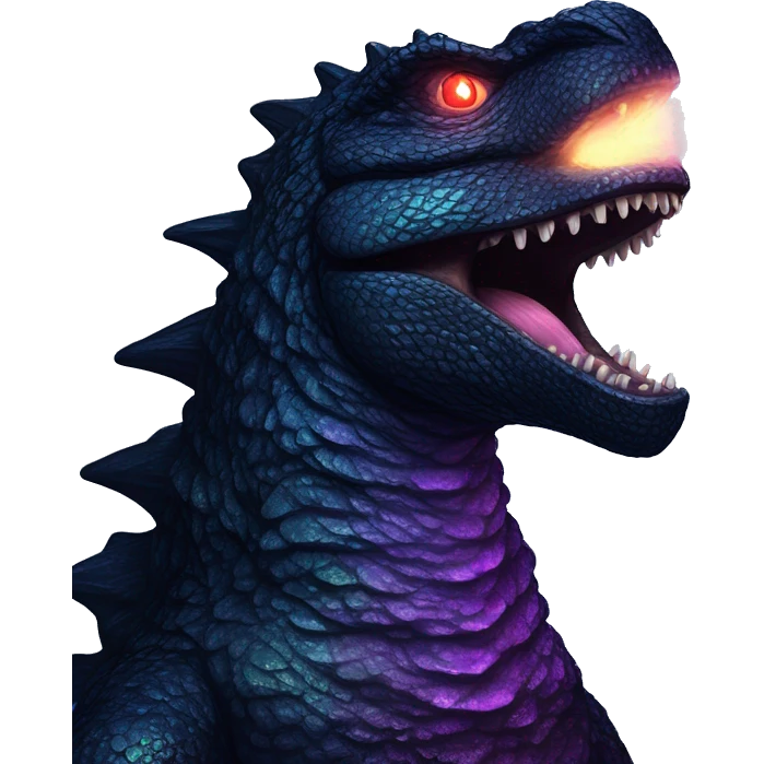 Dark iridescent godzilla glowing emoji