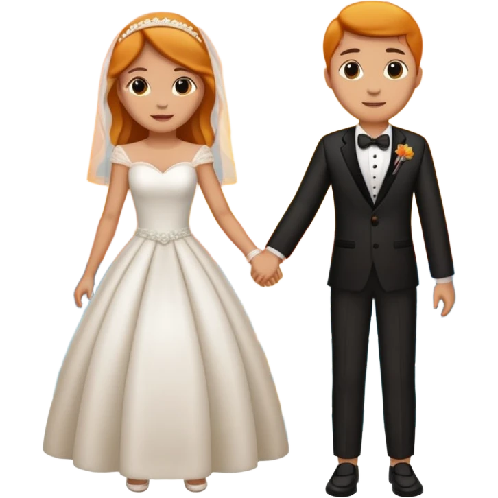 Bride and groom with sunset emoji