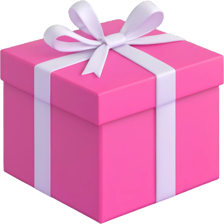 gift box, pink with white ribbon emoji