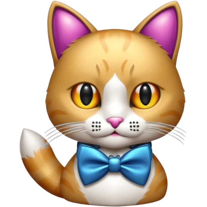 animatronic cat with bow tie emoji