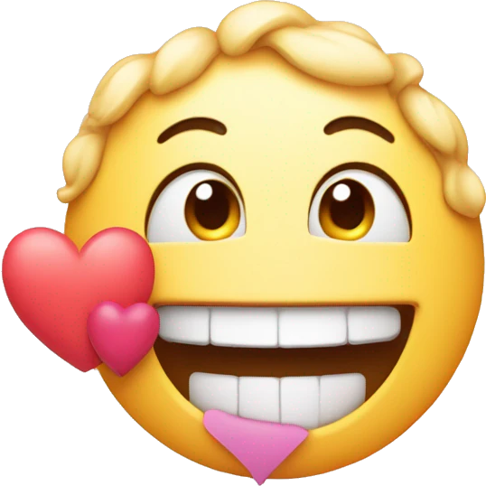 Smile with teeth while blushing with hearts  emoji