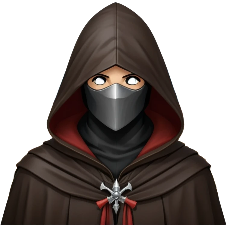 icon featuring Assasin's Creed in an iconic assassin's hood, standing tall against the backdrop of Florence. The design captures the essence of adventure, with intricate details of historical architecture and a sense of mystery. The character is poised, ready for action. transparent background. emoji