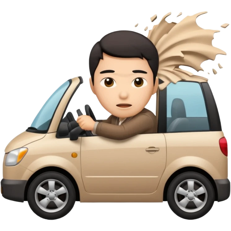 Asian driver crashing car emoji