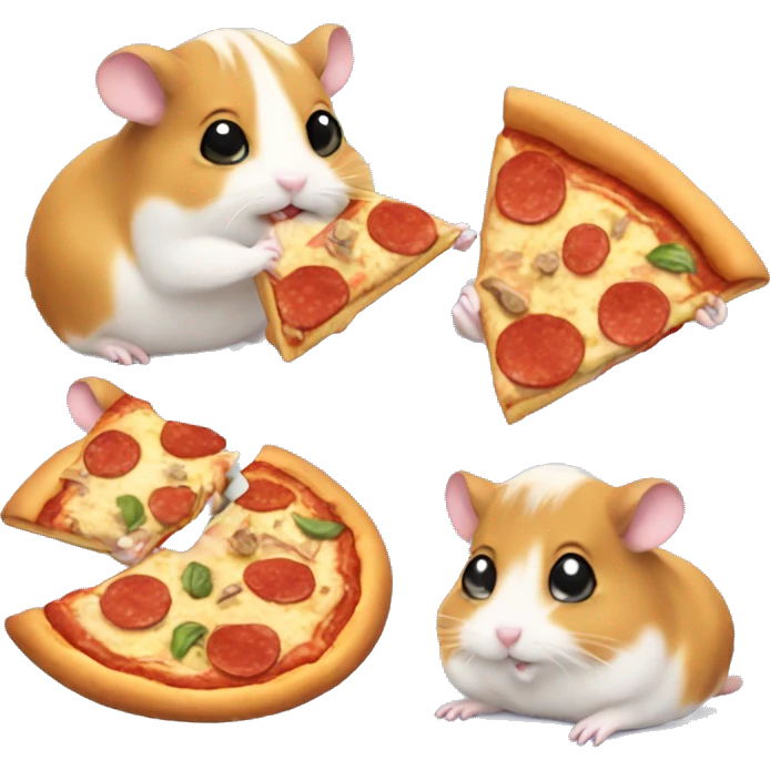 four hamsters eating pizza emoji