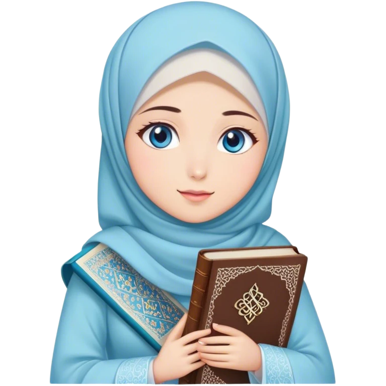 Turkish beautiful finish Konya girl blue eyes with hijab and Sakura dress have Quran  emoji