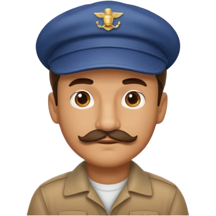 A man who look like hitler with tiny mustache wearing cap emoji