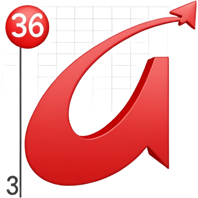 the number 36 on top of a graph with a downwards trajectory emoji