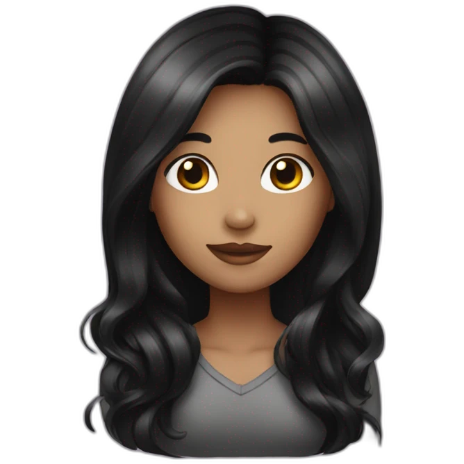 A girl with black long hair with highlight emoji